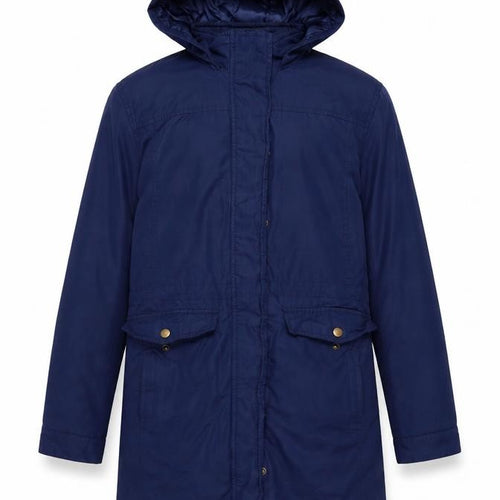 Lands' End Men's Blue Hooded Parka Coat Size S Waterproof Cotton Blend