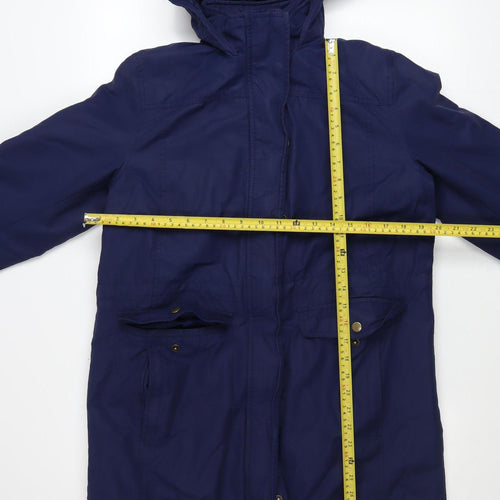 Lands' End Men's Blue Hooded Parka Coat Size S Waterproof Cotton Blend