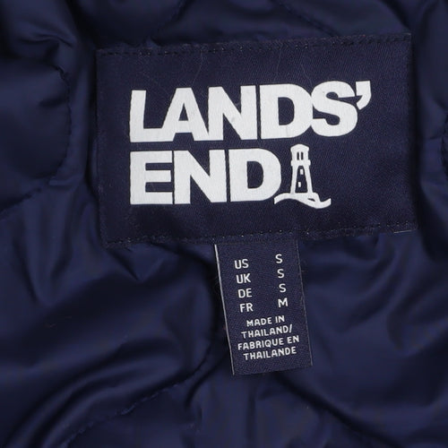 Lands' End Men's Blue Hooded Parka Coat Size S Waterproof Cotton Blend