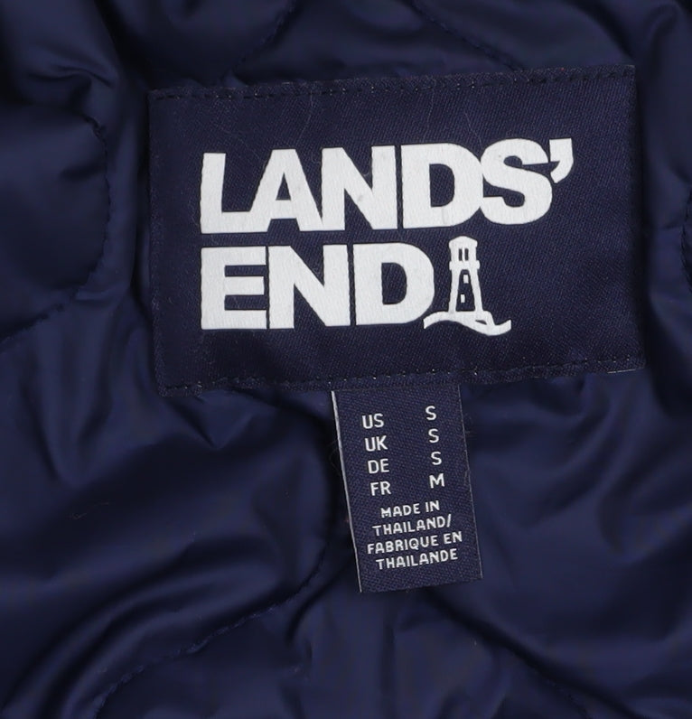 Lands' End Men's Blue Hooded Parka Coat Size S Waterproof Cotton Blend