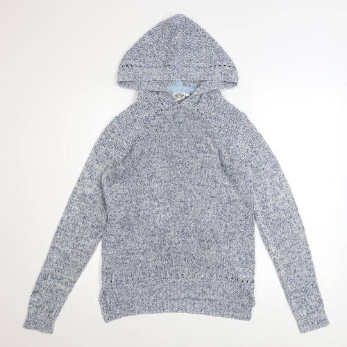 Animal Women Blue Knit Hooded Pullover Jumper Size 8