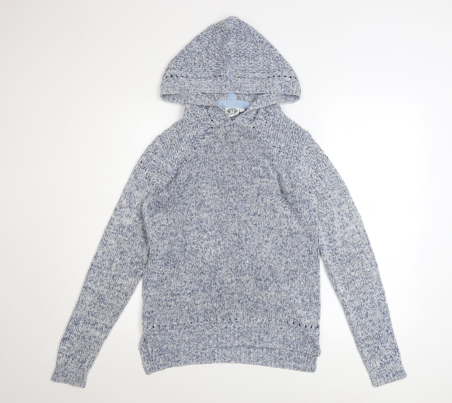 Animal Women Blue Knit Hooded Pullover Jumper Size 8