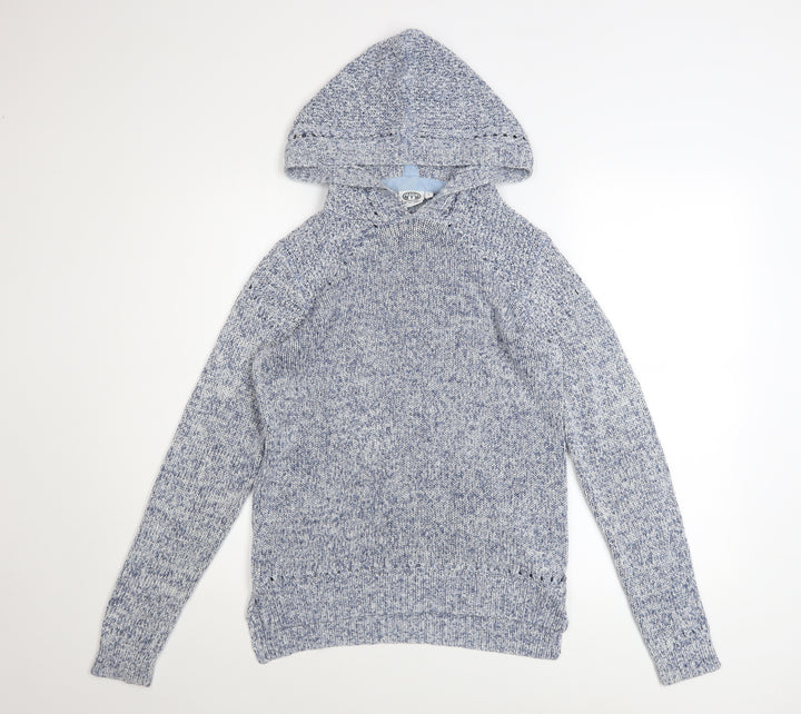 Animal Women Blue Knit Hooded Pullover Jumper Size 8