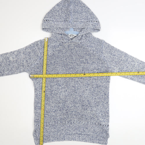 Animal Women Blue Knit Hooded Pullover Jumper Size 8