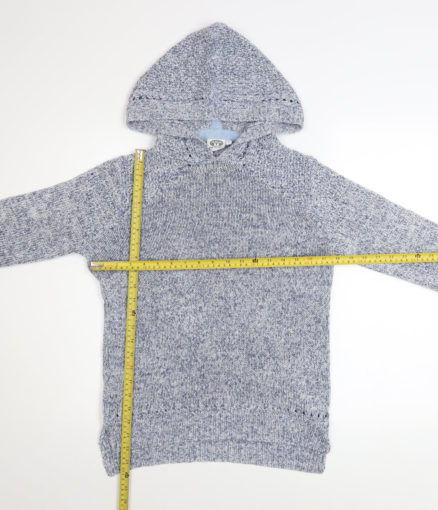 Animal Women Blue Knit Hooded Pullover Jumper Size 8