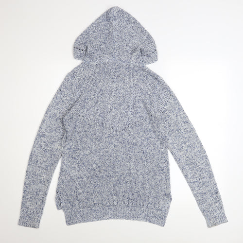 Animal Women Blue Knit Hooded Pullover Jumper Size 8