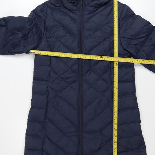 David Barry Women’s Blue Long Hooded Down Puffer Coat Size 12