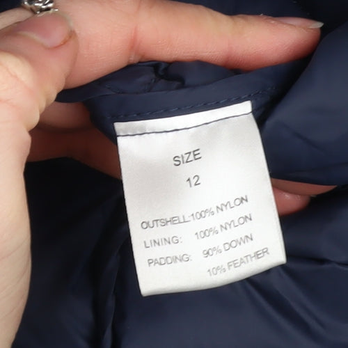 David Barry Women’s Blue Long Hooded Down Puffer Coat Size 12