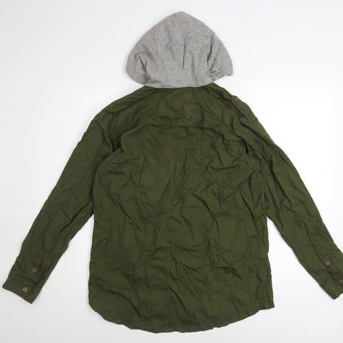 H&M Divided Women’s Green Cotton Military Hooded Jacket Size 10