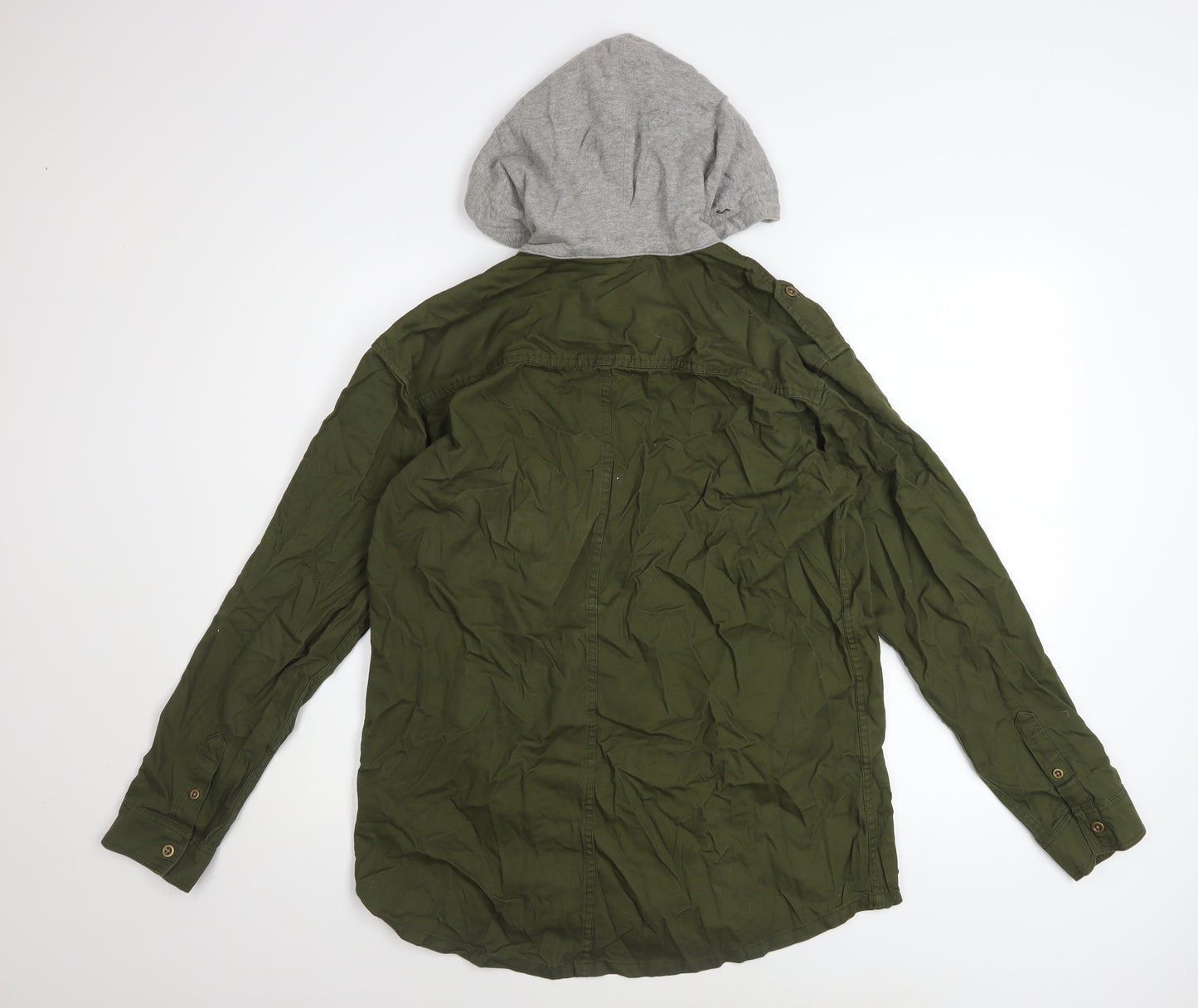 H&M Divided Women’s Green Cotton Military Hooded Jacket Size 10