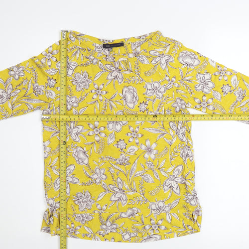 Marks and Spencer Women Yellow Floral 3/4 Sleeve Tunic T-Shirt UK 8