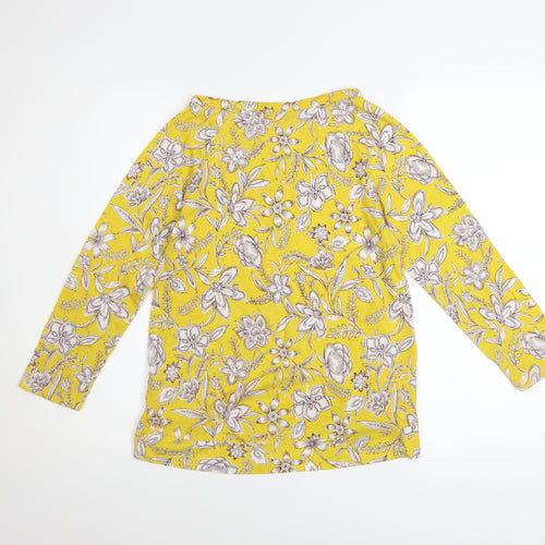 Marks and Spencer Women Yellow Floral 3/4 Sleeve Tunic T-Shirt UK 8