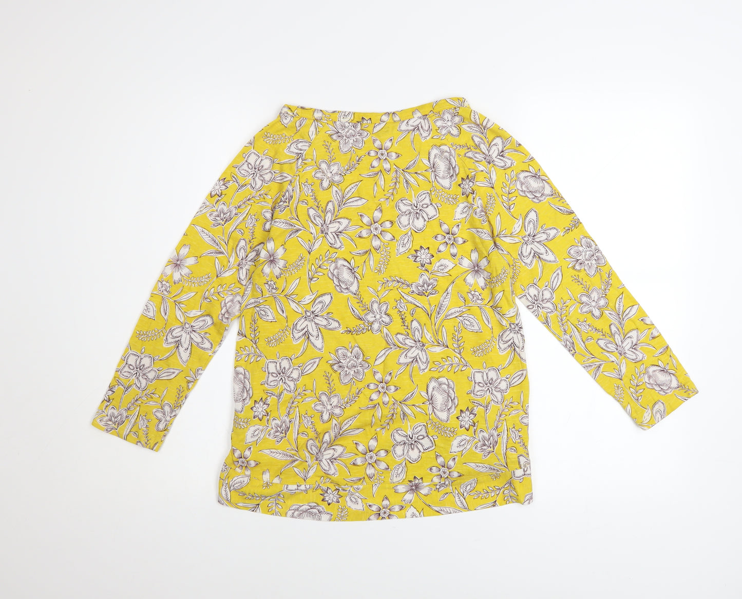 Marks and Spencer Women Yellow Floral 3/4 Sleeve Tunic T-Shirt UK 8