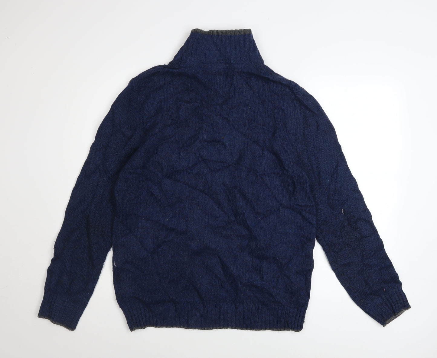 Crew Clothing Co. Men's Blue Wool 1/2 Zip Jumper Size M