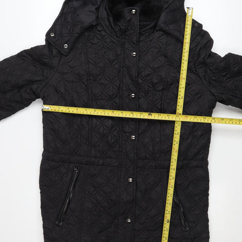 Marc New York Women's Black Quilted Hooded Mid-Length Coat M