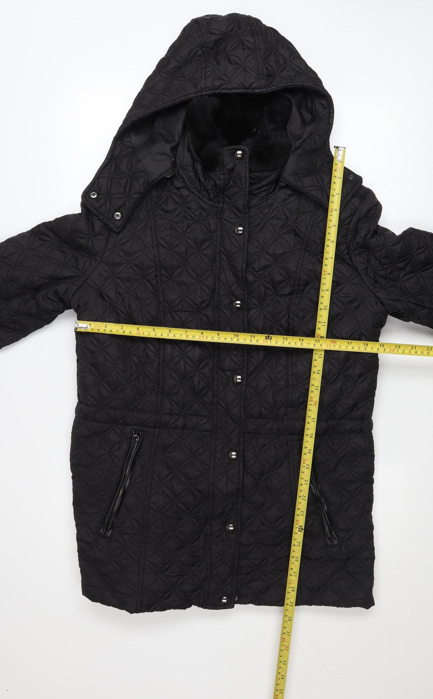 Marc New York Women's Black Quilted Hooded Mid-Length Coat M