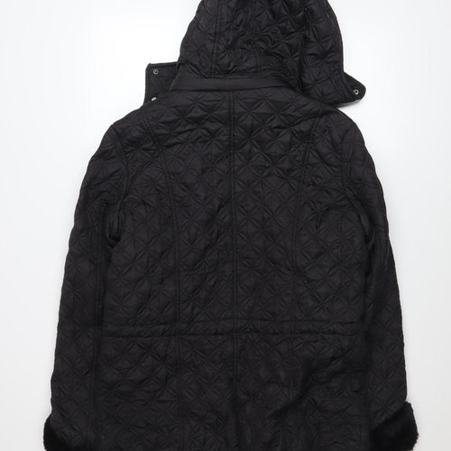 Marc New York Women's Black Quilted Hooded Mid-Length Coat M