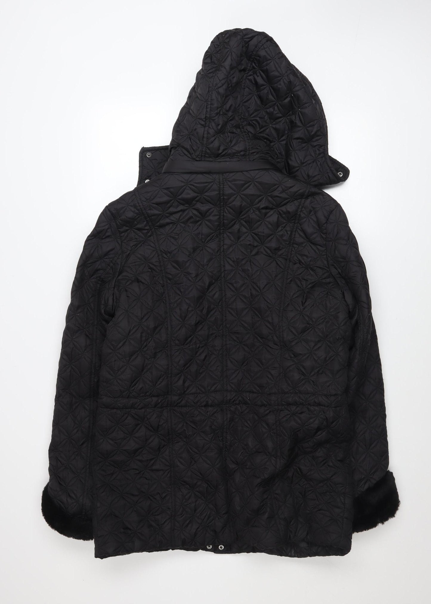 Marc New York Women's Black Quilted Hooded Mid-Length Coat M