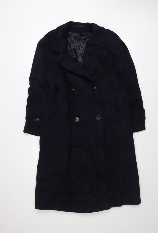 Marks and Spencer Women’s Navy Wool Cashmere Long Overcoat Size 16