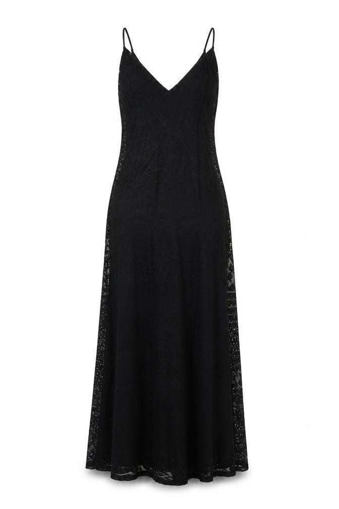 ASOS Women’s Black Lace Slip Dress UK 10 Long V-Neck Sleeveless