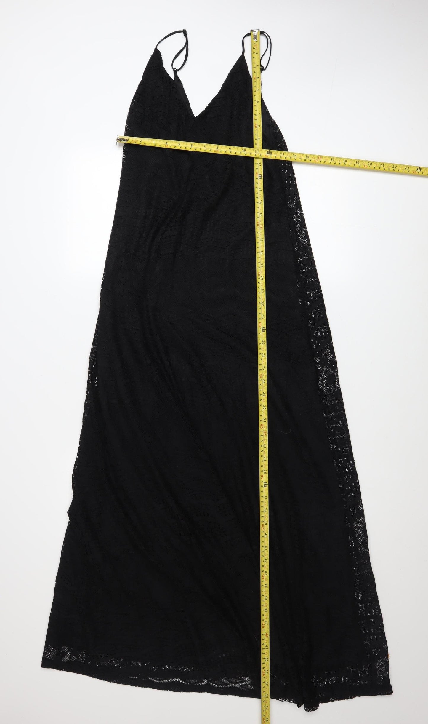ASOS Women’s Black Lace Slip Dress UK 10 Long V-Neck Sleeveless