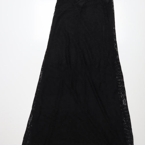 ASOS Women’s Black Lace Slip Dress UK 10 Long V-Neck Sleeveless