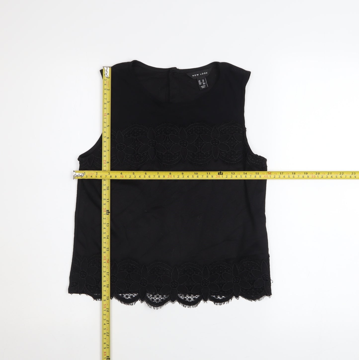 New Look Women's Black Lace Sleeveless Top UK 10 Classic Style
