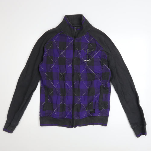 Jack & Jones Men's Dark Grey Purple Full Zip Sweatshirt M