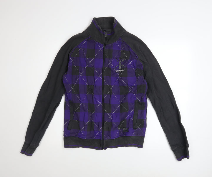 Jack & Jones Men's Dark Grey Purple Full Zip Sweatshirt M
