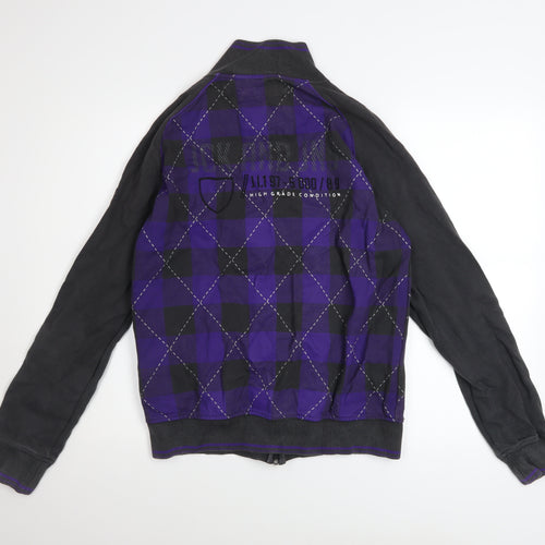 Jack & Jones Men's Dark Grey Purple Full Zip Sweatshirt M