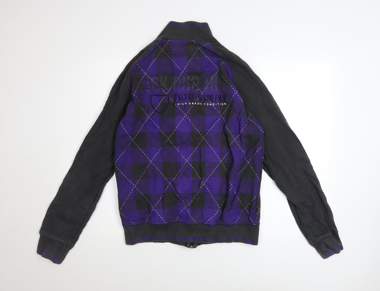 Jack & Jones Men's Dark Grey Purple Full Zip Sweatshirt M