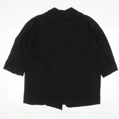 F&F Womens Black Linen Blend Double-Breasted Blazer UK 14