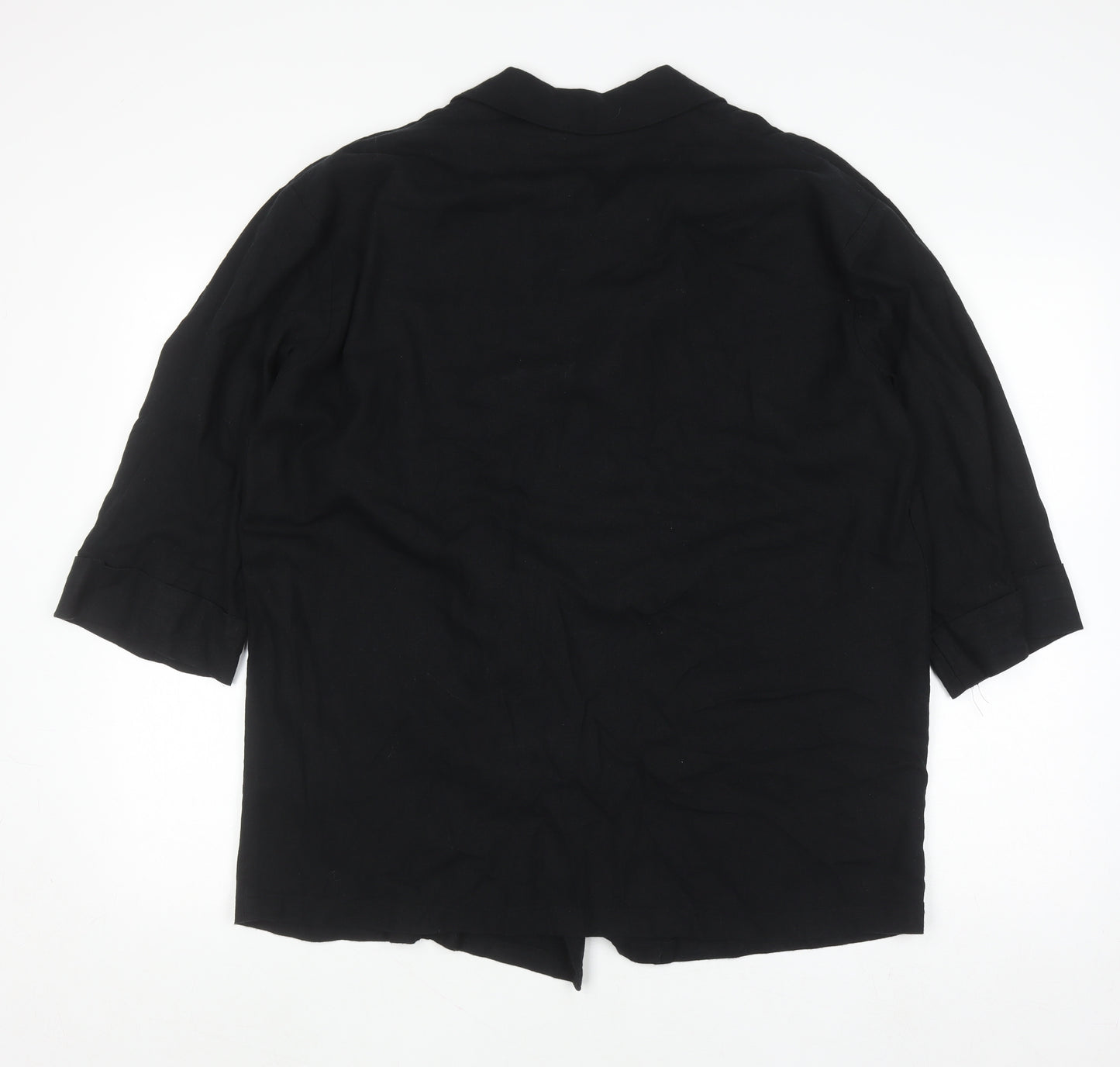 F&F Womens Black Linen Blend Double-Breasted Blazer UK 14