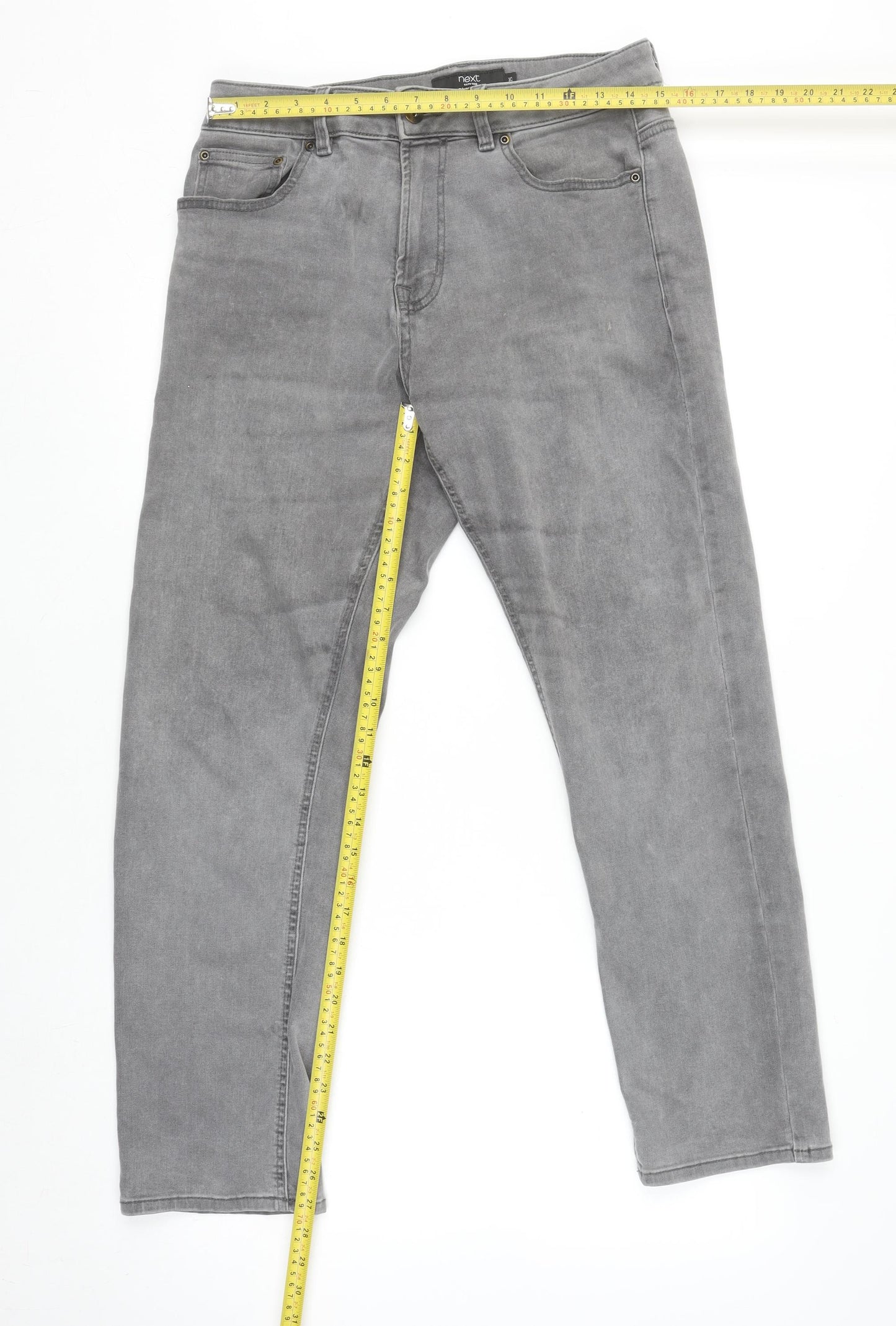 Next Men's Grey Straight Jeans 32W 29L Regular Fit Denim