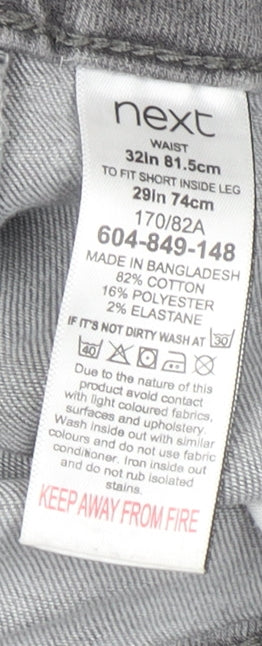 Next Men's Grey Straight Jeans 32W 29L Regular Fit Denim