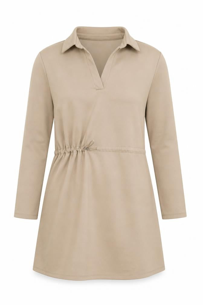 Primark Women Beige Collared Long Sleeve Shirt Dress L