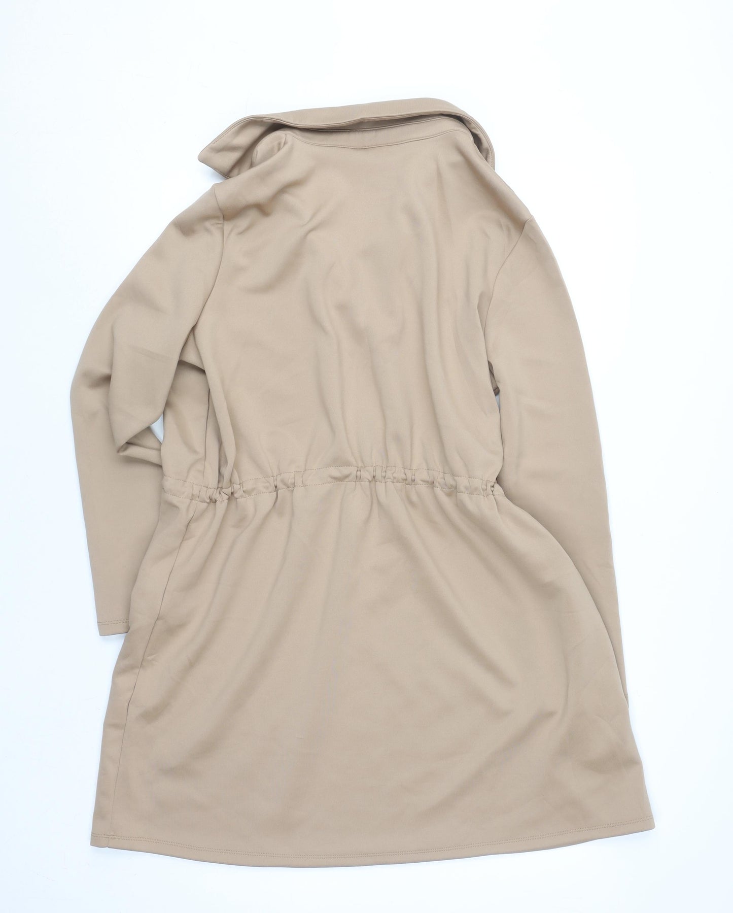 Primark Women Beige Collared Long Sleeve Shirt Dress L
