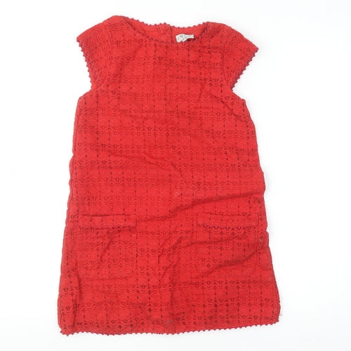 Next Girls Red Lace Shift Dress 9 Years Knee Length Cap Sleeve