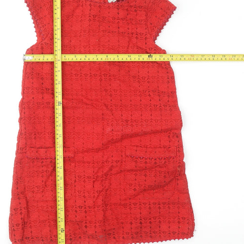Next Girls Red Lace Shift Dress 9 Years Knee Length Cap Sleeve
