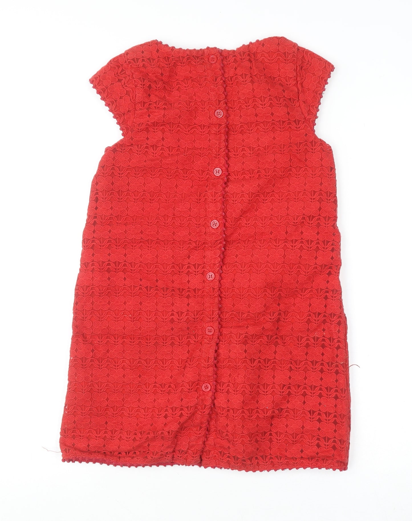 Next Girls Red Lace Shift Dress 9 Years Knee Length Cap Sleeve