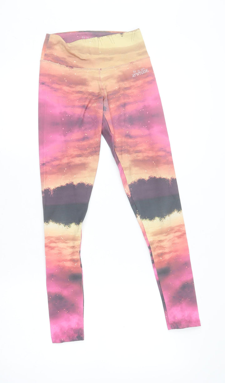 Fit Is An Attitude Womens Pink Multicoloured XS Leggings Activewear
