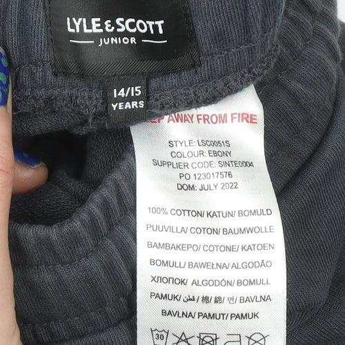 Lyle & Scott Boys Black Sweat Shorts 14-15 Years Cotton Gym Casual