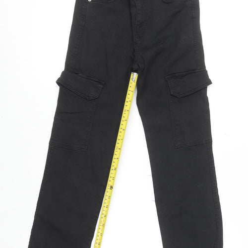 Bershka Womens Black Slim Cargo Jeans Size 4