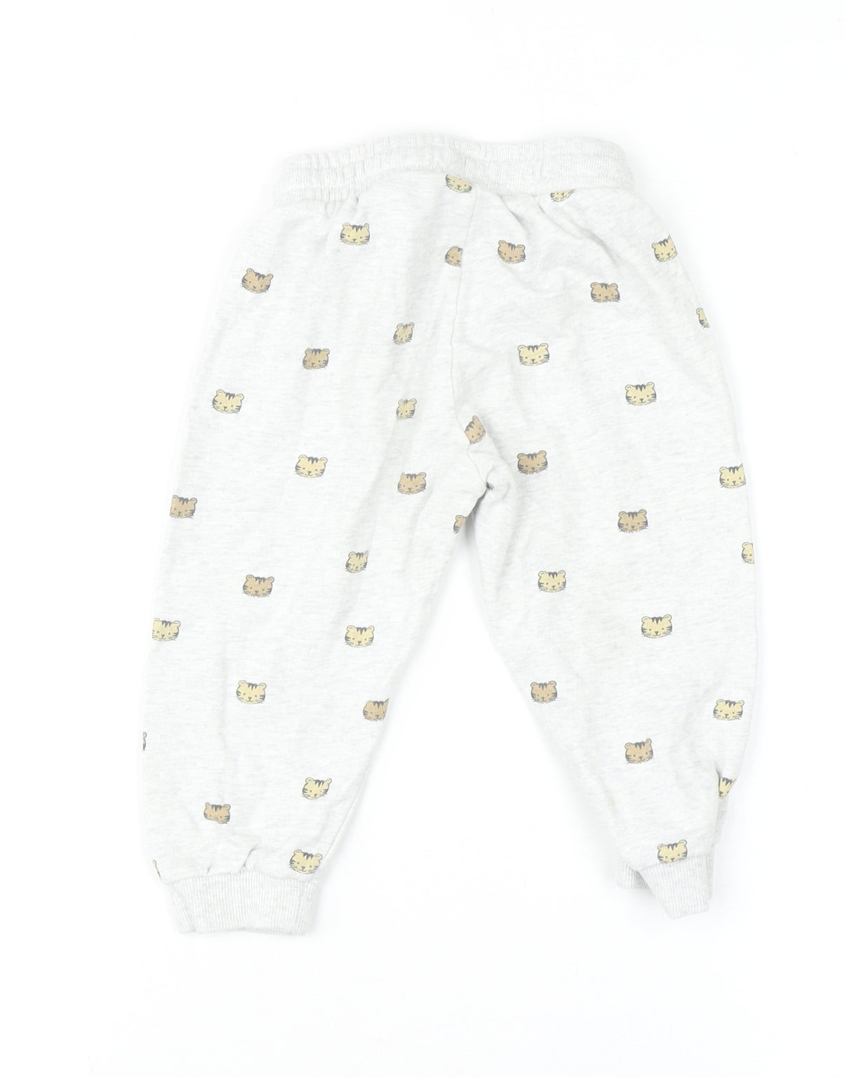 H&M Unisex Baby Grey Bear Print Cotton Jogger Trousers 18-24 Months