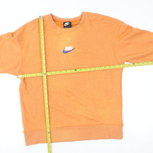 Nike Men's Orange Pullover Sweatshirt M Crew Neck Logo Sportswear