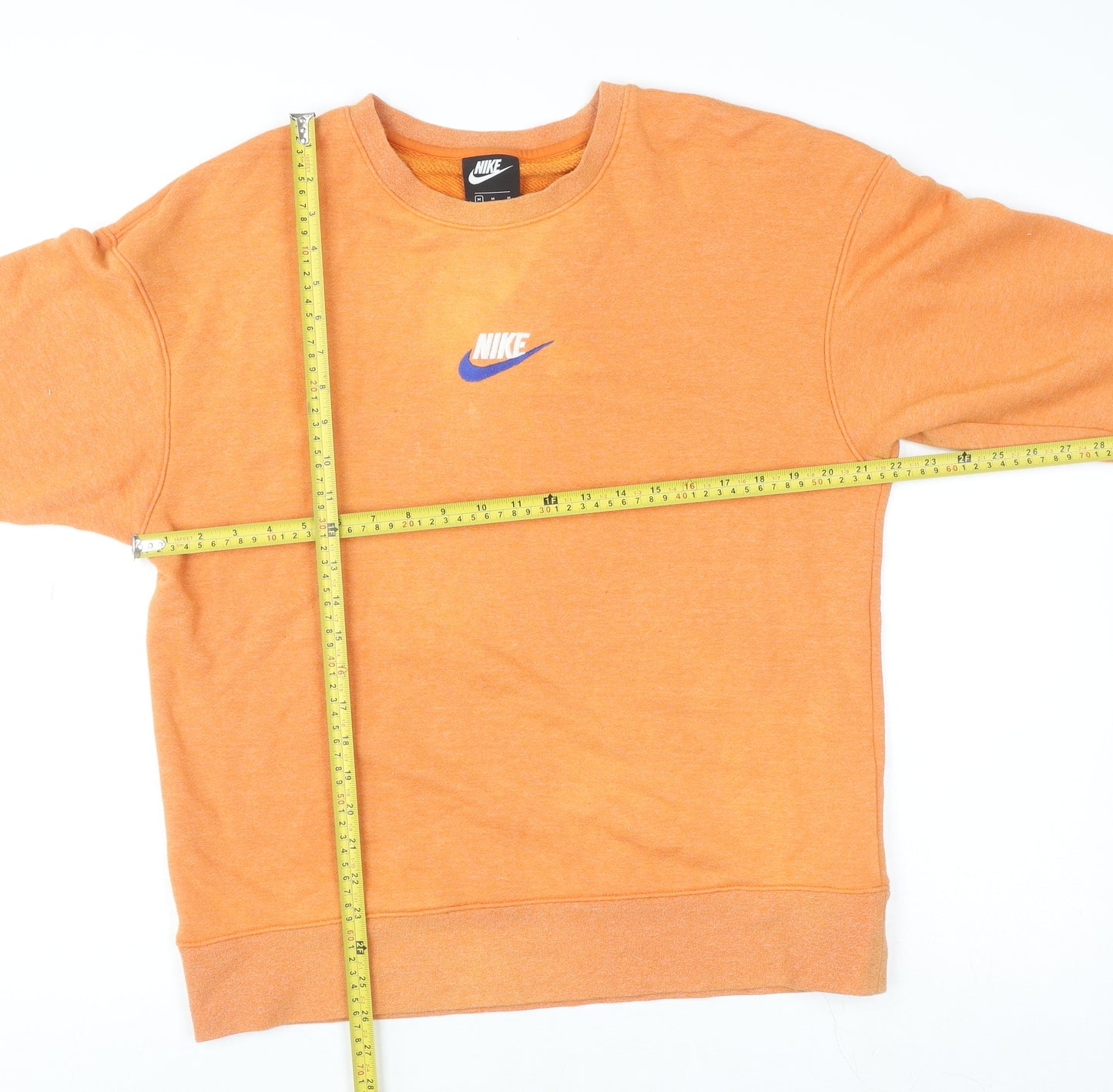 Nike Men's Orange Pullover Sweatshirt M Crew Neck Logo Sportswear