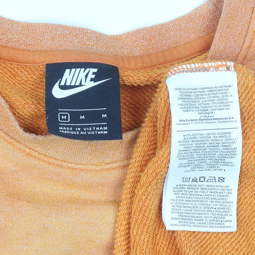 Nike Men's Orange Pullover Sweatshirt M Crew Neck Logo Sportswear