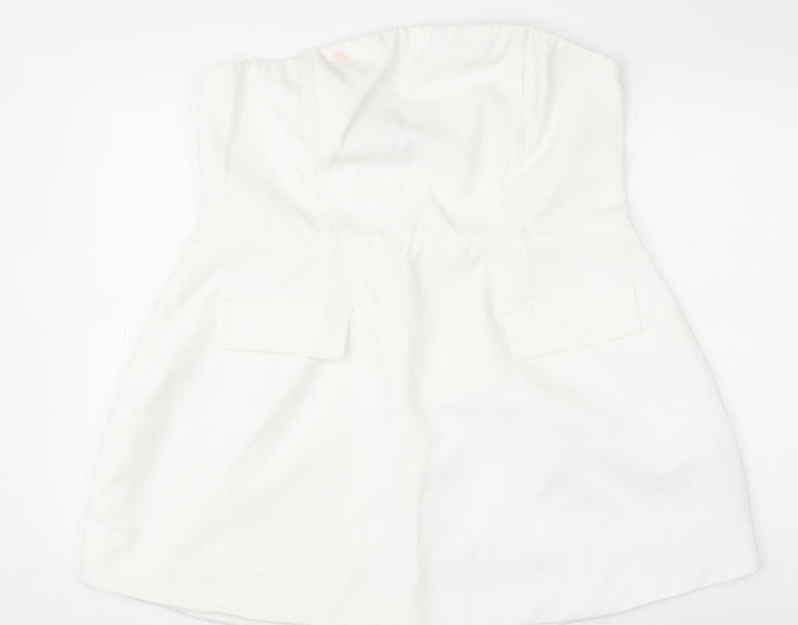 Boohoo Women White Size 18 Strapless Bodycon Mini Dress