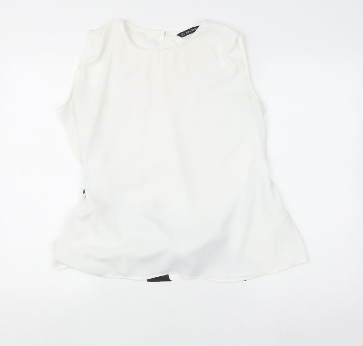 Zara Basic Women's White Sleeveless Bow Tie Blouse UK 12