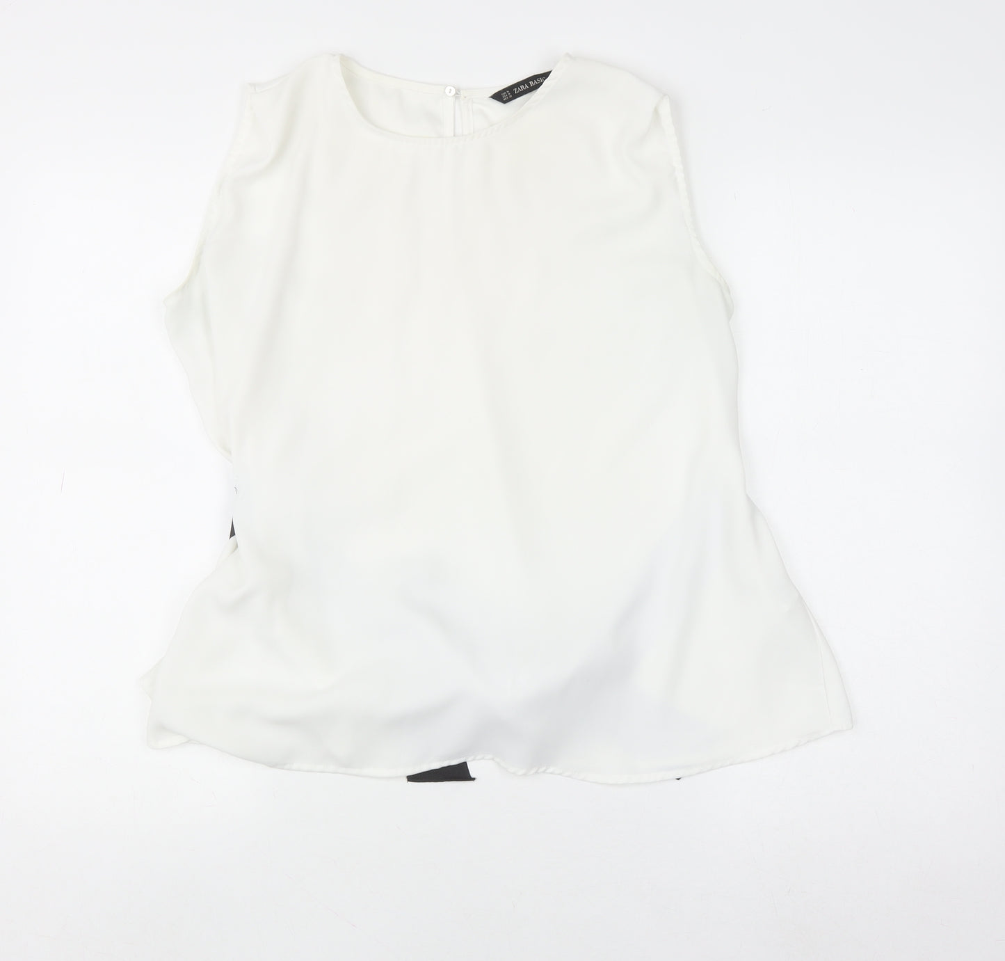 Zara Basic Women's White Sleeveless Bow Tie Blouse UK 12
